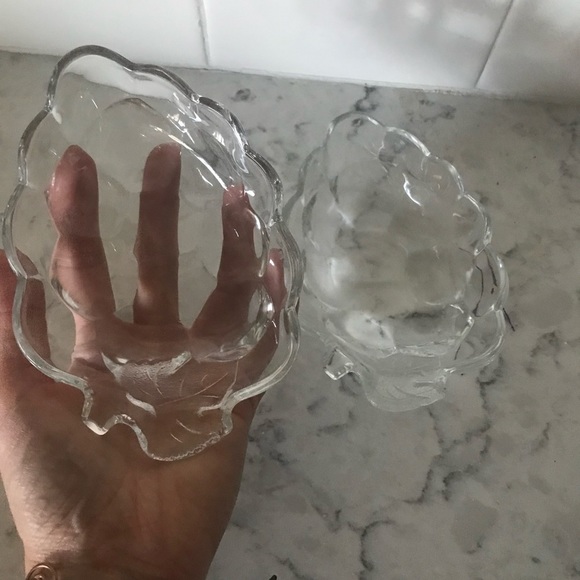 Vintage 5” Crystal grapes small charcuterie fruit serving clear dishes set of 2 - Picture 2 of 8